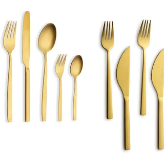 Echtwerk Tafelbesteck Positano-Gold Edition, 30-teilig, für 6 Personen, Pizzabesteck-Set 4-teilig, gold