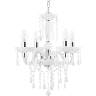 BELIANI Kronleuchter Weiß Metall 4-flammig mit Kristallen venezianischer Glamour Stil - Weiß