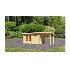 Karibu Holz-Gartenhaus Ängelholm Natur Pultdach Unbehandelt 370 cm x 280 cm