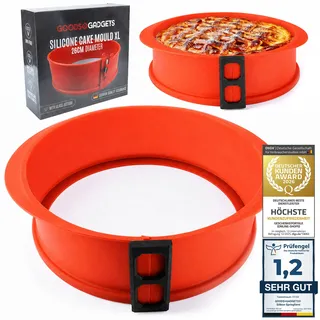 GOODS+GADGETS Silikon Springform Antihaftbeschichtete Kuchen Backform (Silikonform mit Glasboden)