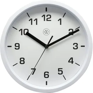 N*XT Wanduhr NXT Dia. 20cm Kunststoff Weiß, Weißes Zifferblatt