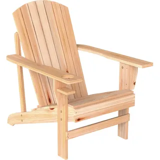 Outsunny Adirondack-Gartenstuhl mit Becherhalter Gartenliege Balkonstuhl Massivholz Natur , Fichtefarben , Holz , 95x93x72 cm , Gartenmöbel, Gartensessel, Gartenstühle