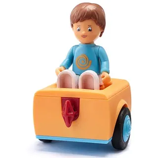 Siku Toddys by siku 0201, Adam Addy, 1-teiliges Mittelteil mit Rädern, Zusammensteckbar, Inkl. Beweglicher Spielfigur, Orange/Hellblau, Ab 12 Monaten