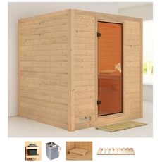 Bild Sauna »Menja«, (Set), 9-kW-Ofen mit integrierter Steuerung beige