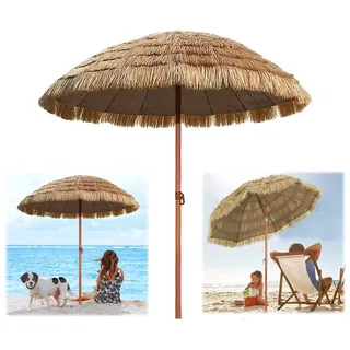 Hawaii Gartenschirm Rund UV-Schutz Stroh Sonnenschirm for Balkon Und Terrasse – Klappbar, Sonnenschutz, Wärmeisolierung, Ø160CM/ø200CM (Size : 180cm/6FT-with tilt)