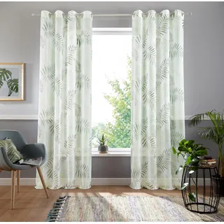 Gardine OTTO HOME "Paula" Gr. 1, grün, B:140cm H:145cm, Voile, Polyester, Gardinen, Gardine, Halbtransparent, Voile, Polyester