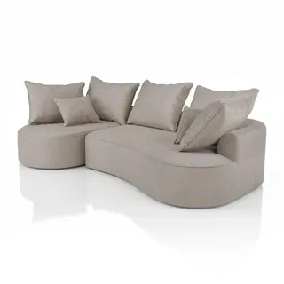 Juskys Sofa Tirano Samt Beige mit Ottomane links , Textil , 300x102 cm , Wohnzimmer, Sofas & Couches, Wohnlandschaften, Ecksofas
