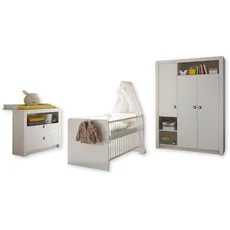 DEINE TANTE EMMA 87-530-17 PAULA weiß 3tlg. Babyzimmer Kinderzimmer inkl. Wickelkommode, Bett und und Kleiderschrank