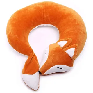 Maibar Nackenkissen Kinder Reisekissen Flugzeug Fuchs U-Förmiges Karikatur Tier Nackenhörnchen für Auto Zug (Braun