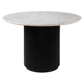 MASSIVMOEBEL24.DE Esstisch rund Mango 120x120x76 schwarz lackiert / Marmor weiß BARCELONA #128 - Schwarz, Weiß