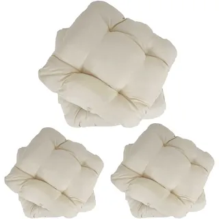 6er-Set Sitzkissen Dublin, Stuhlkissen Kissen, 41x38x8cm ~ creme