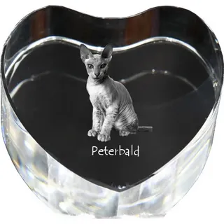 Peterbald - Kristalluhr mit Katzenbild, Herzregal-Uhr, personalisierte Standuhr von Art-Dog.