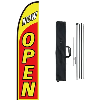 VEVOR Open-Flagge mit Mast-Set, Werbeflagge für Unternehmen im Außenbereich, Werbe-Federflaggen-Set, inkl. 1 Bannerflagge, 1 Mast, 1 Bodenpfahl, Open Signs Swooper-Flagge für Unternehmen, 5 m