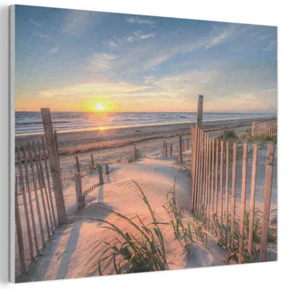 MuchoWow Akustikbild Strand - Meer - Düne - Sonnenuntergang - Landschaft Wanddeko 70x50 cm , Beige , Kunststoff , Rechteckig , 70x50x0.9 cm , Tapeten & Wandverkleidungen, Akustikpaneele