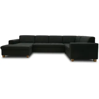 DOMO. collection Wohnlandschaft Sugar, Sofa Schlaffunktion, Couch, Polstergarnitur, Moderne U-Form, 162 x 333 x 199 cm, anthrazit