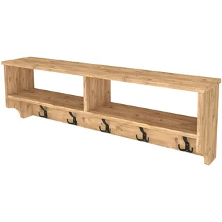 [en.casa] Wandgarderobe Åstorp , Eichefarben , Holzwerkstoff , 120x37x22 cm , Garderobe, Garderobenpaneele, Wandgarderobe