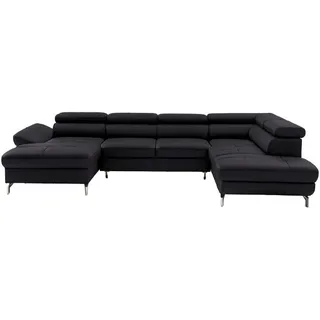 Novel Wohnlandschaft , Dunkelbraun , Leder , Echtleder , Rindleder , Uni , U-Form , 340x220 cm , Lederauswahl, seitenverkehrt erhältlich, Hocker erhältlich , Wohnzimmer, Sofas & Couches, Wohnlandschaften, Ecksofas mit Schlaffunktion