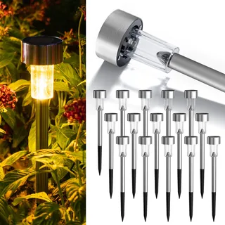 GIGALUMI Solarlampen für außen, Solarleuchten für Garten, 16 Stück, wasserdichte Solar Gartenleuchten für außen Garten, Balkon, Terrasse, Rasen, Wege (Warmweiß)