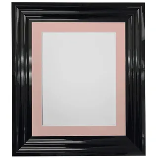FRAMES BY POST Firenza Bilderrahmen, Hochglanz, Kunststoffglas, mit pinkem Passepartout, 76,2 x 50,8 cm, für Bildgröße A2, Schwarz