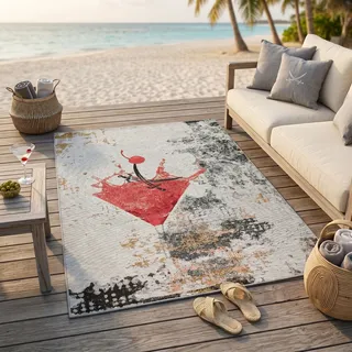 Sansibar Rantum Beach SA-027 Outdoor-Teppich 190 x 290 cm Rot/Multi