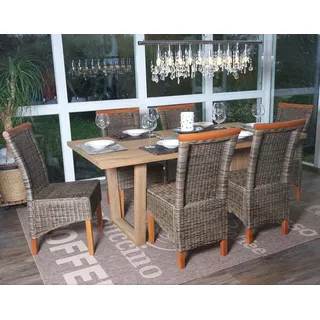 6er-Set Esszimmerstuhl Savona, Stuhl Küchenstuhl, Rattan ~ ohne Sitzkissen