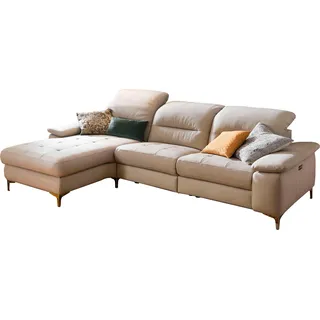 PLACES OF STYLE Ecksofa »Basel L-Form«, mit vollmotorischer Relaxfunktion und motorischer Recamiere beige