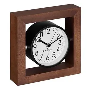 Navaris Tischuhr 54473.18.02 Quarzuhr, Analog Dunkelbraun