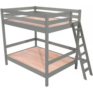 Etagenbett 2-Sitzer 160x200 für Erwachsene Treppe Holz Sylvia - Grau