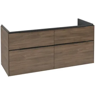 Villeroy & Boch Subway 3.0 Waschbeckenunterschrank, 4 Auszüge, Waschbecken mittig, 1272x576x478mm, C60201VH, Farbe: Front/Korpus: Arizona Oak, Griff: Volcano Black