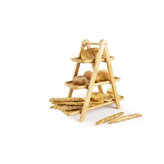 Etagere mit 3 Etagen aus Holz, 39,5 x 15 x 38 cm, für Gebäck, Vorspeisen, Obst, Brot
