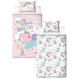 Character World Peppa Pig offiziell Lizenziertes Bettwäsche-Design Einzel-Duvet-Bezug-Set | Wendbares 2-seitiges Bettzeug einschließlich passendem Kissenbezug | Perfekt für das Kinderzimmer | Polycotton
