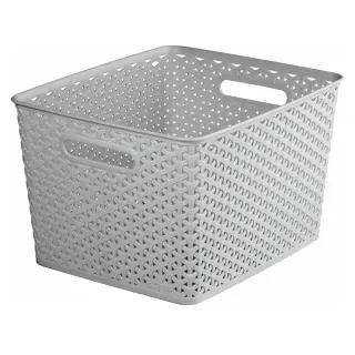 CURVER MY STYLE RECYCLING Korb, Rattan-Optik, Aufbewahrungskorb aus 70% recyceltem Material, Maße (H x B x T): 22 x 29,6 x 35,5 cm