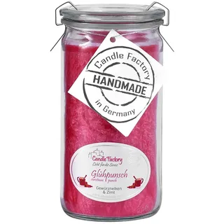 Candle Factory Mini Jumbo Duftkerze aus pflanzlichem Stearin im hitzebeständigen Glas der Marke Weck®, ca. 70h Brennzeit, Duft: Glühpunsch