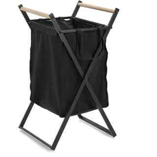Zeller Present Wäschesammler , Schwarz , Holz, Textil , Bambus , 36.5x40x67 cm , faltbar , Haushalt & Reinigung, Wäschepflege, Wäschekörbe & Wäschetonnen