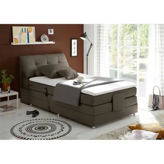 Boxspringbett Hotelbett Einzelbett Jugendbett 120x200 cm elektrisch verstellbar CONCORD3M-09 in Artemis 5 stone - Grau