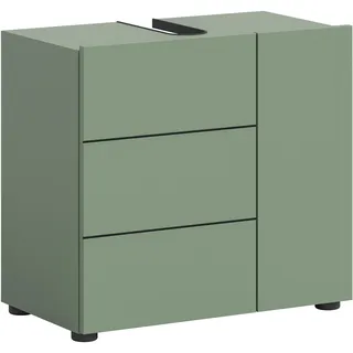 Waschbeckenunterschrank WELLTIME "BIEL, Breite: 60 cm, 2 Türen, 2 Fächer, Siphonausschnitt", smoke grün nachbildung, schwarz, B:60cm H:57cm, FSC-zertifizierter Holzwerkstoff, Schränke, Waschbeckenunterschrank, Waschbeckenunterschrank, Unterschrank, WBU, Badezimmer, Bad