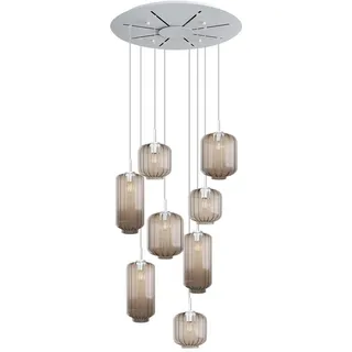s.luce Galerieleuchte Velo 8-flammig Klar Ø 18/20/25cm , Klar, Weiß , Glas , Zylindrisch , E27 , 25x27x25 cm , Lampen & Leuchten, Innenbeleuchtung, Hängeleuchten, Pendelleuchten