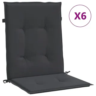 vidaXL Gartenstuhlauflagen für Niedriglehner 6 Stk. Schwarz 100x50x3cm - Schwarz