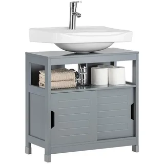 SoBuy Waschbeckenunterschrank mit Fußpolster Waschtisch Unterschrank dunkelgrau bht ca.: 60x61x30cm