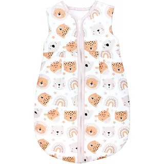 TupTam Baby Schlafsack 2,5 TOG – Warm, ärmellos, OEKO-TEX, Farbe: Tierköpfe Regenbogen beige, Kinder Größe: 80-86
