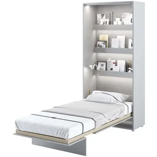 Furniture24 Schrankbett Bed Concept, Wandklappbett mit Lattenrost, V-Bett, Wandbett Bettschrank Schrank mit integriertem Klappbett Funktionsbett BC-03, 90 x 200 cm, Grau/Grau, Vertical - Grau