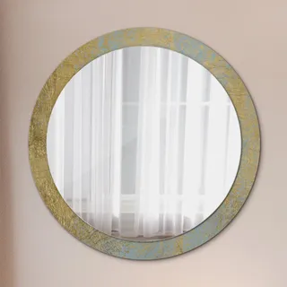 Spiegel - Mirror zum Wandspiegel Schlafzimmer – Schminkspiegel- golden Folie Textur- Ø90cm - Gold