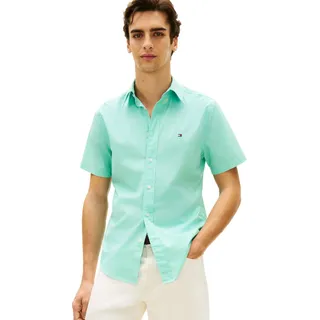 Tommy Hilfiger Herren Hemd Flex Poplin Solid aus Baumwolle, Türkis (Arctic Aqua), XL