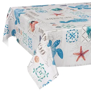 ANRO Wachstuchtischdecke Wachstischdecke Wachstuch Tischdecke abwaschbar Gartentischdecke Wasserabweisend 200x140cm Schnittkante Ozean