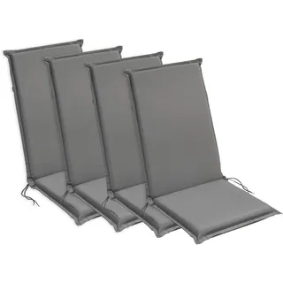 sleepling Hochlehner Auflagen 4er Set, Sitzauflagen, 120x50 cm, Anthrazit | bequeme Gartenstuhlauflagen, Stuhlauflagen für Gartenmöbel, waschbar, Befestigungsbänder, 6 cm dick, OEKO-TEX, Made in EU