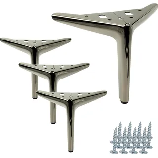 Elegantes 4er-Set Möbelbeine Anker, Schwarz-Chrom, 15 cm – Stilvolle, minimalistische Metallfüße für eine edle Wohnatmosphäre. - Schwarz