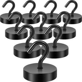 Neosmuk Magnethaken schwarz,30kg Magnet Haken Extra Stark für Spind Organizer,neodym magnete,haken magnetisch sehr stark für werkstatteinrichtung,heckzelt,grill,kleiderhaken
