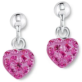 Amor Paar Ohrstecker »Herz, 9210435«, mit Kristallglas, pink