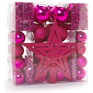 HEITMANN DECO Weihnachtsbaum-Schmuck - rosa - 45-teilig - Set inkl. Baumspitze, Kugeln, Perlketten und Girlanden - Kunststoff, 25x12x40 cm