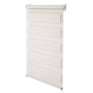 Doppelrollo - Tag-Nacht-Zebrarollo - 100 % Polyester - Schnurbedienung - Lichtregulierend - B75 x H150 cm - Buchenholzoptik